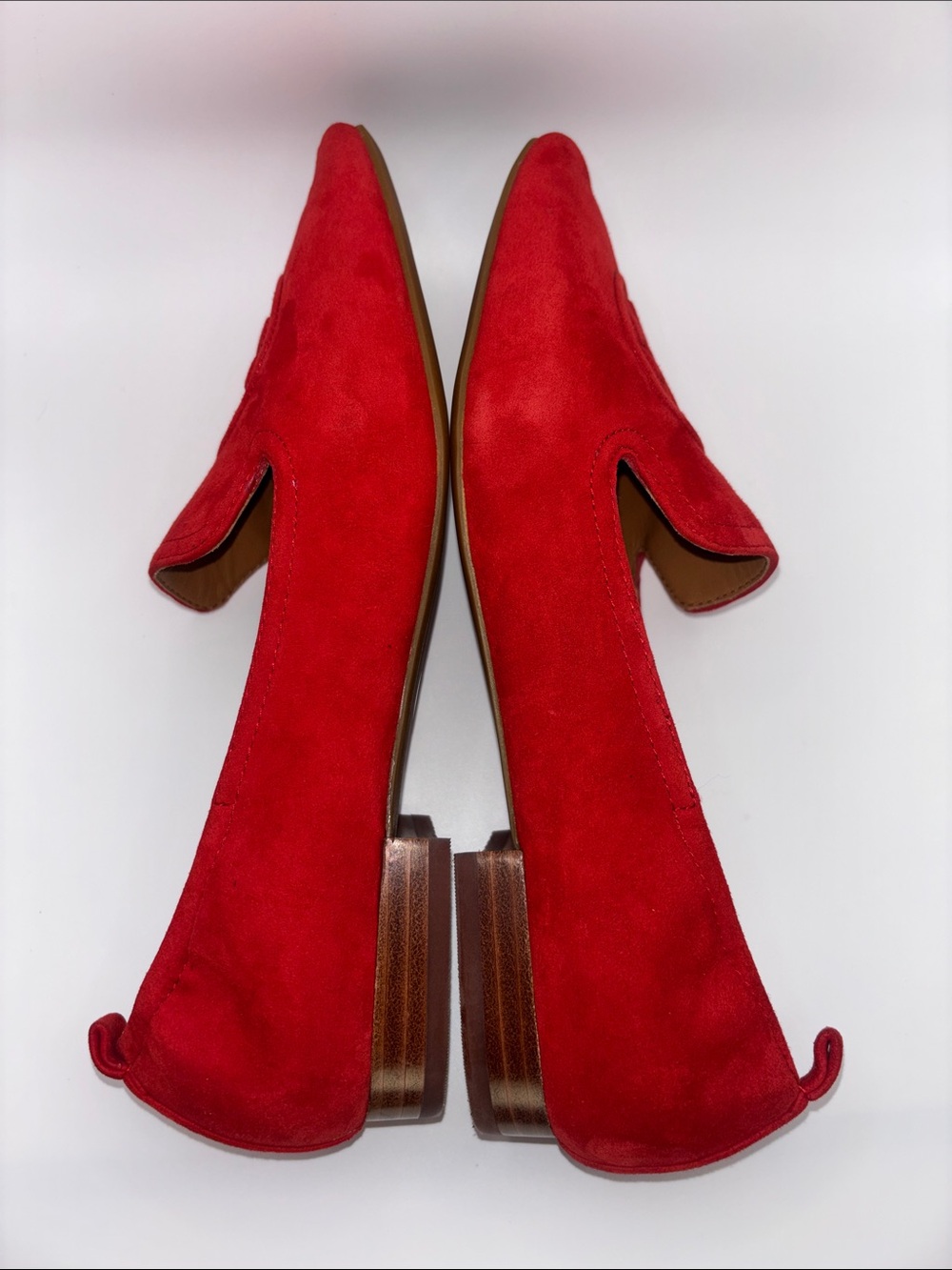 Tory Burch Red Suede Slip-On Loafers - Picture 12 of 14